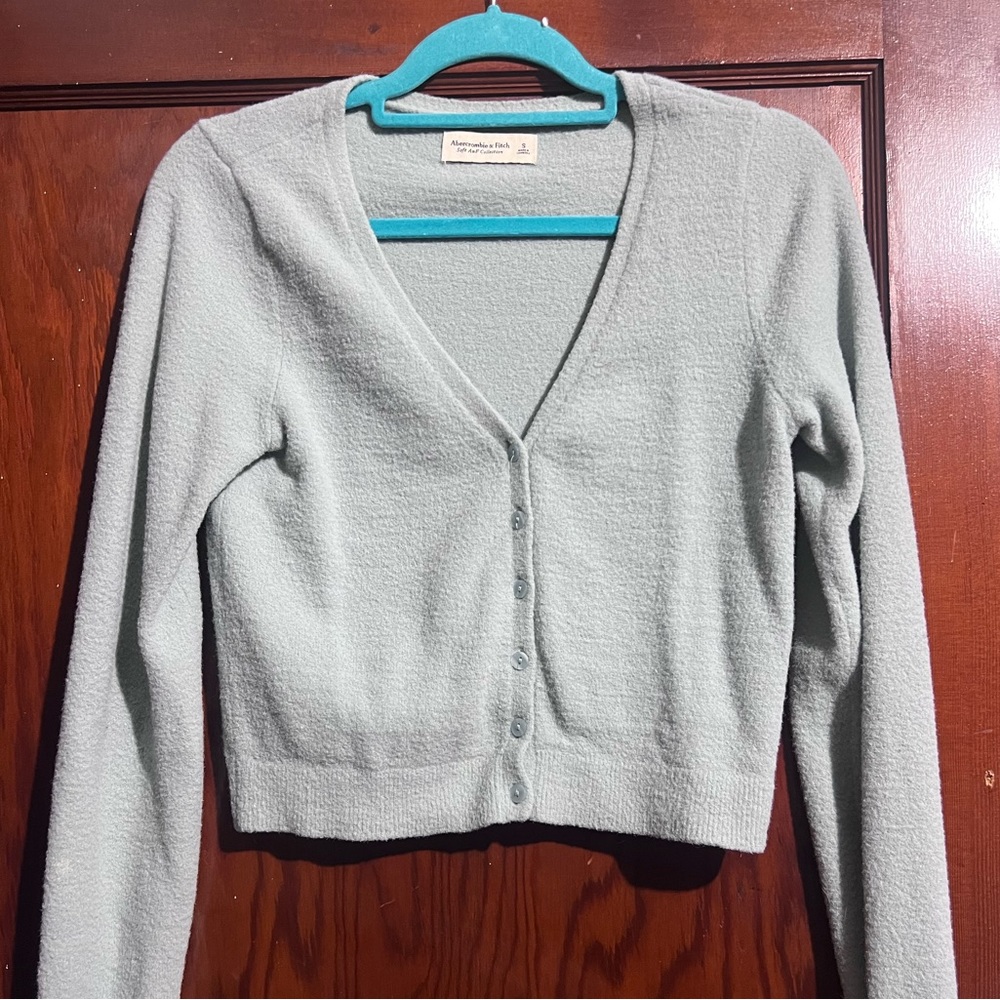 Abercrombie Light Blue Fuzzy Cardigan